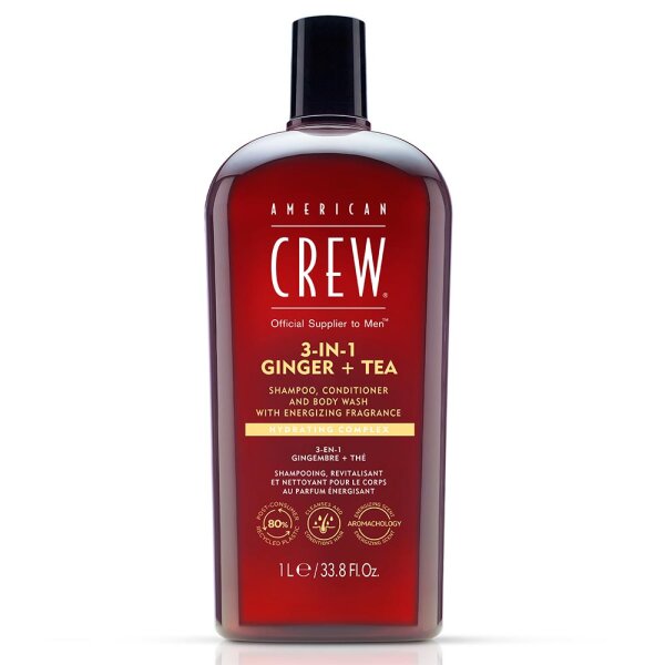 American Crew 3-in-1 Ginger & Tea Shampoo, Conditioner & Body Wash, 1000ml